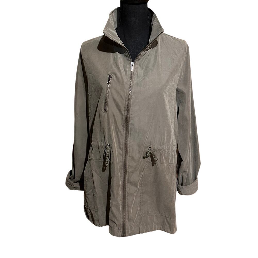 Mine Los Angeles Neutral Green Long Line Lightweight Jacket Women's Large
